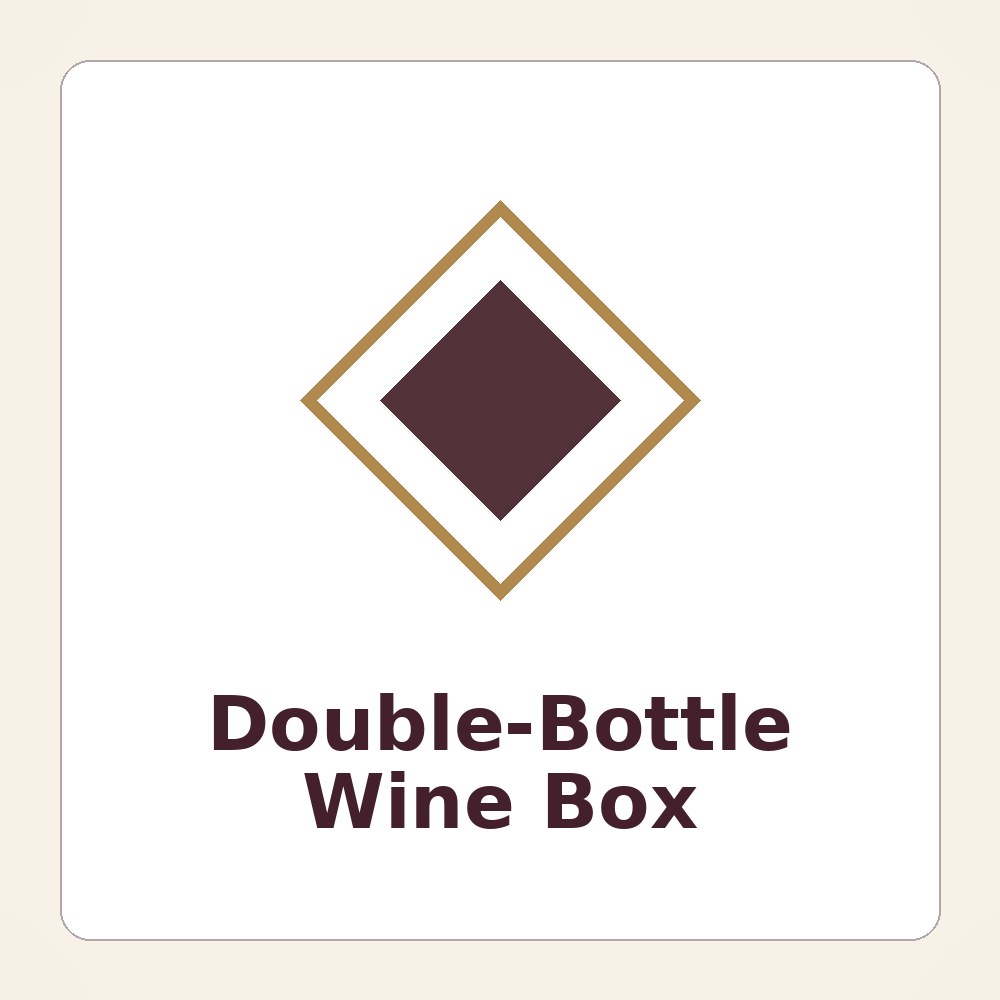 Two-bottle rigid wine gift box with a central divider and foil-stamped brand logo