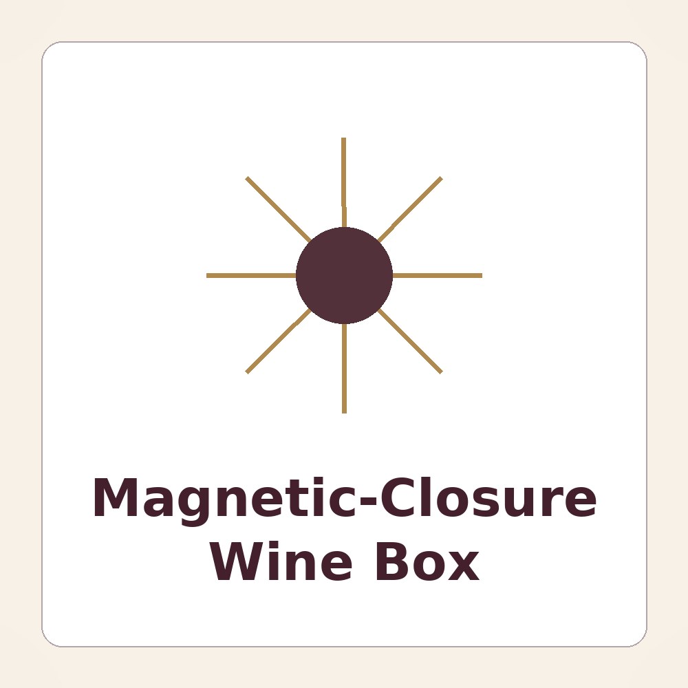 Rigid magnetic-closure wine box opening like a book to reveal a bottle in a foam cradle