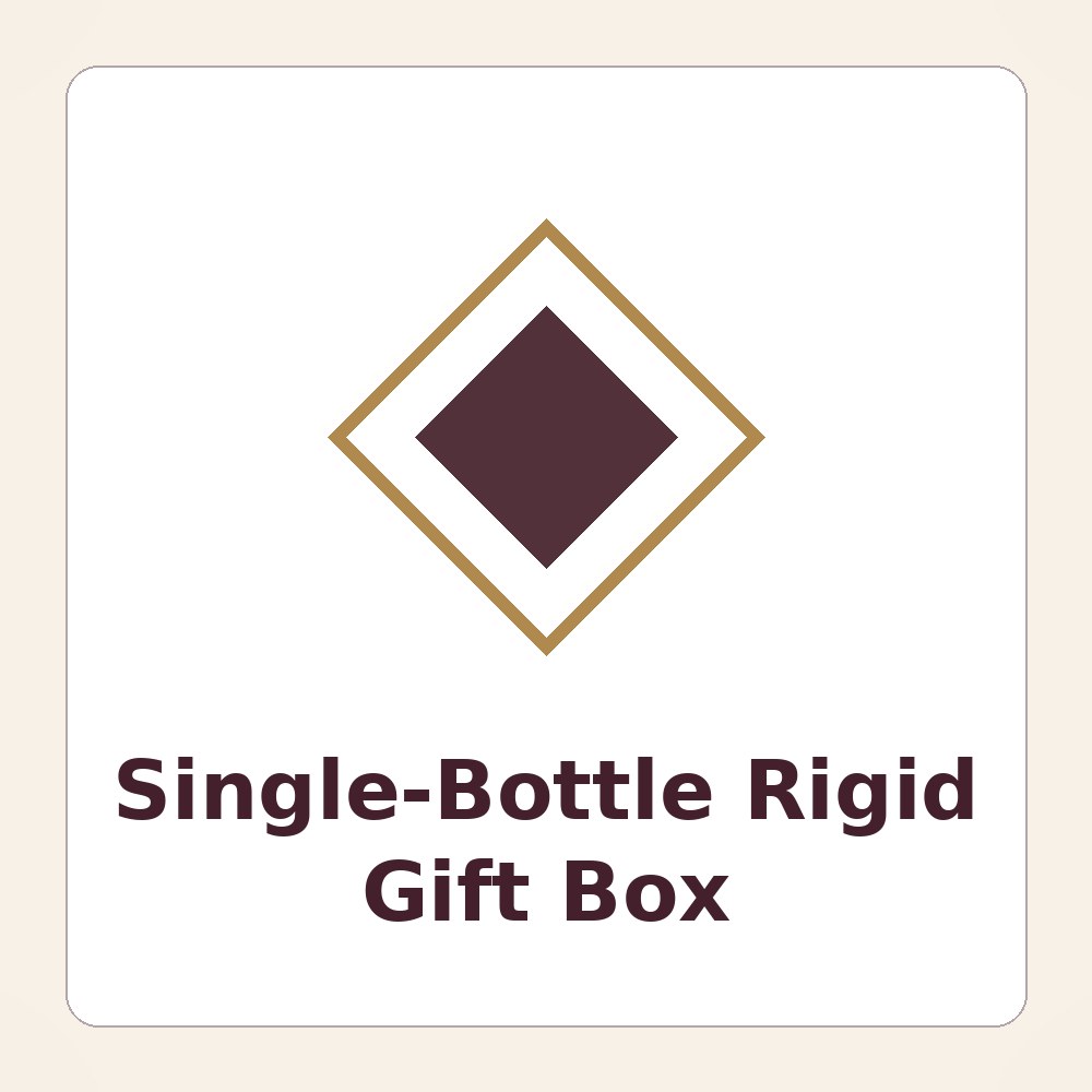 Foil-stamped single-bottle rigid wine gift box with a snug foam insert and brand logo